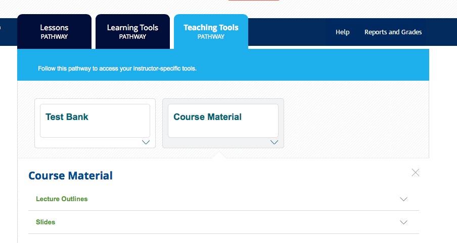 Clicking the down arrow for either of the course materials listed displays a list of those