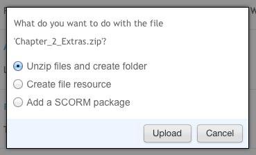 Dragging and dropping a zipped file When you drag and drop a zipped file or folder, Navigate 2 prompts you to select what you want to do with the resource.