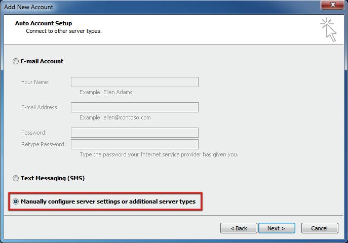 Next. Step 6: Outlook will prompt you to choose