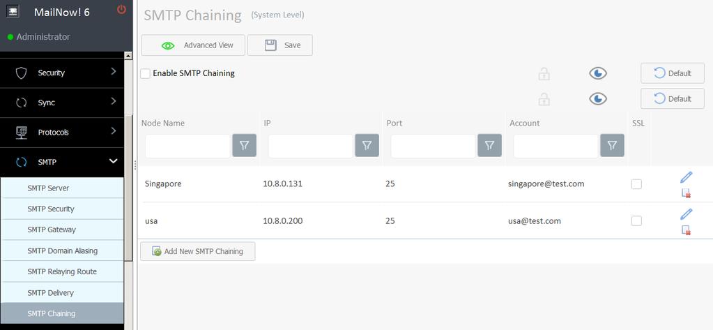 14 SMTP 14.1 SMTP Chaining SMTP Chaining allows you to: Build a distributed MailNow! system. This caters for companies that need to have multiple MailNow! in multiple offices.