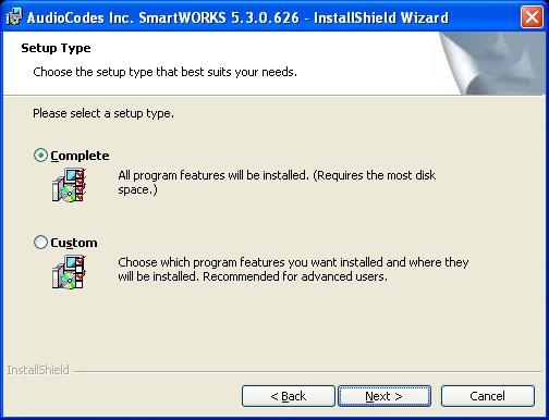 Step 4. In the "Setup Type" screen, select the first setup type option "Complete", to install all program features. Click "Next". Step 5.