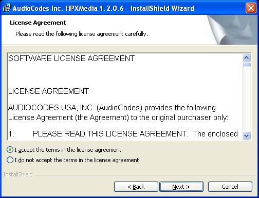 5.3 AudioCodes Inc. HPXMedia Installation Step 1. From the installation CD, open the folder named Drivers and run the setup "AudioCodes Inc.
