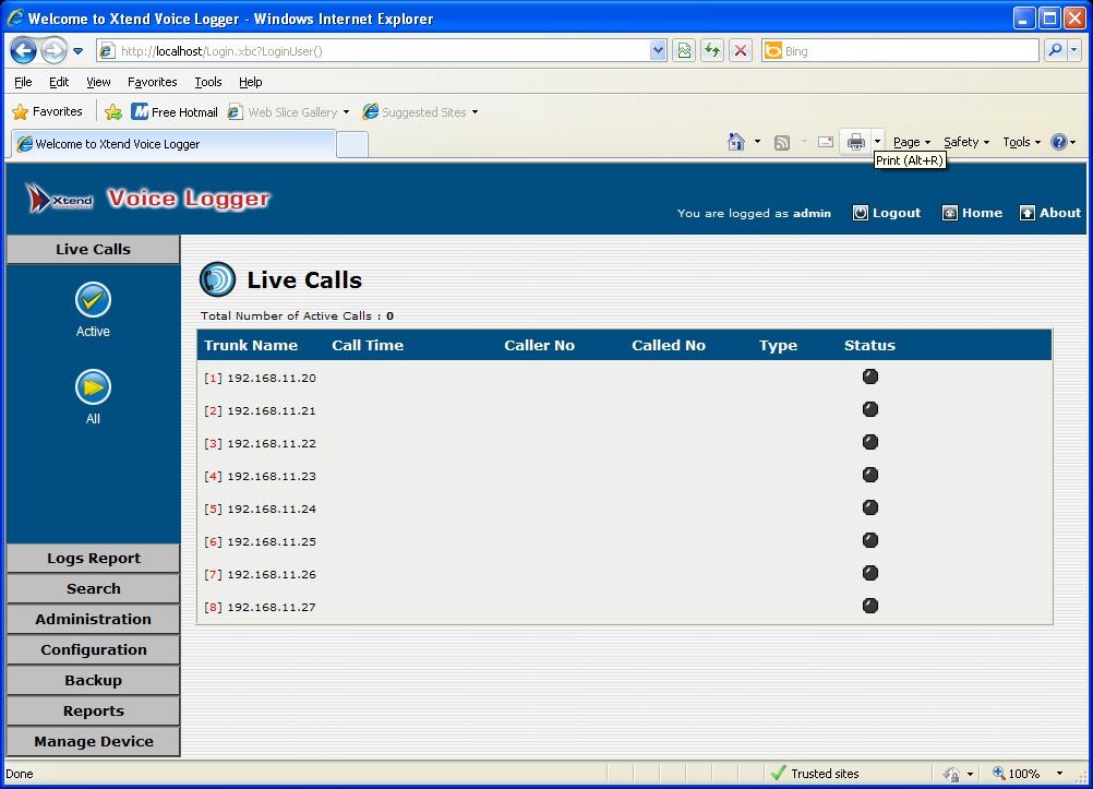 e d T r u n k / E x t e n s i o n Name. Step 4. The Live Calls window is shown here.