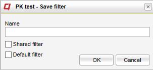 Save filter Clicking Manage Filters opens a window where it is possible to change the filter