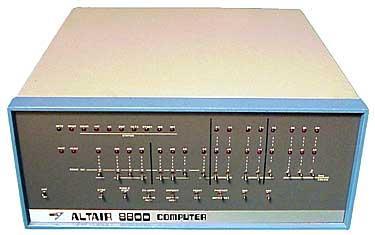 Personal Computer(PC) Altair 8800 Announced: March 1975 Price: US $395 as a kit US $495 assembled CPU: Intel 8080, 2.