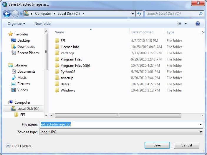 Navigating a route 5. Navigate to the folder in which to store the extract file, type a name in the File name box, and click Save. The extracted image is saved to the file you specified.