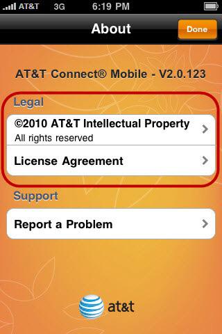Wipe 2010 AT&T Intellectual Property or License Agreement to obtain the information. Note If you have a problem with your Internet connection, the information will not be available. 3.