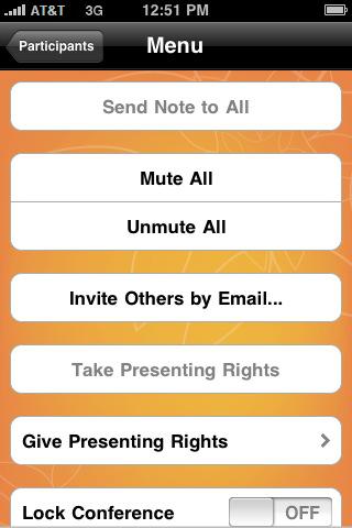 Send Note to All (Available to all users) Tap Send Note to All to send a note to all the conference participants. This opens a new Note page or an on going Note page addressed to ALL.