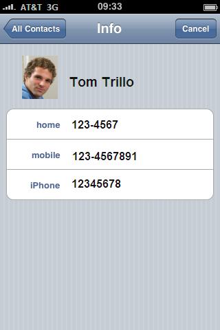 This opens the Info iphone page with the contact s phone numbers. 4 Tap the number you wish to use for the call (home, mobile or iphone).