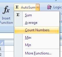 An easier way to insert some of the more common functions is to use the AutoSum button. Ribbon Formulas tab Function Library group AutoSum button.