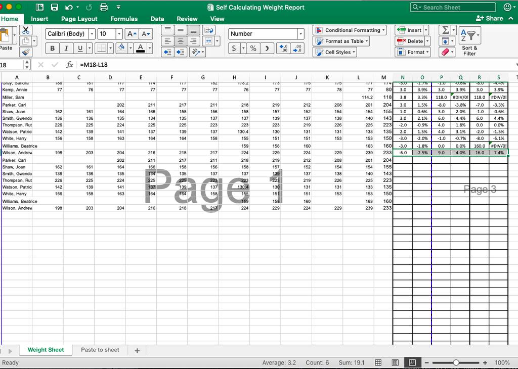 On this sheet there is room for 55 patients. If you have more patients, you will need to add additional formulas lines.