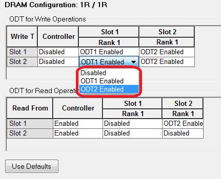 In the DDR Wizard RTT_PARK RTT_NOM, RTT_WR, RTT_PARK not directly mapped ODT Disabled, ODT1