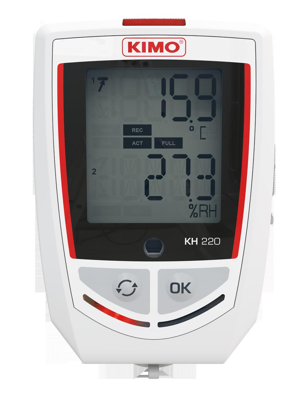 parameters simultaneously 2 configurable setpoint alarms for each channel 2 lines LCD screen Magnetic mounting REFERENCES Device reference Internal sensor Display KT 220 - O Yes KT 220 - N No KH