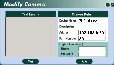 List. Modify Camera If a camera s IP address or port number has been changed, you can use this