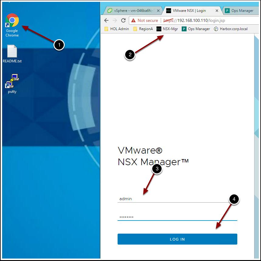 View New Objects With NSX-Mgr 1. Click on Google Chrome Browser 2.