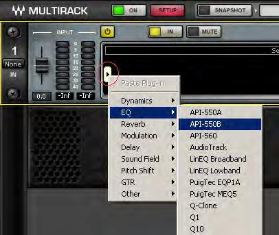 Add Plug-ins for Sound Processing Once you ve created Racks and assigned their I/O channels, it s time to add plug-ins to each Rack.