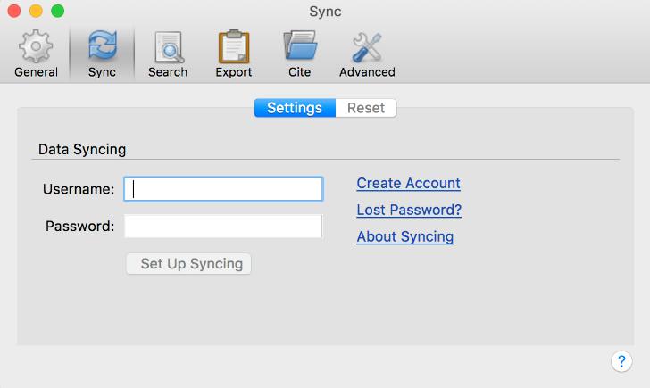 Now go back to Zotero Preferences Panel. Click on Sync.