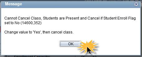 Click the Ok button. 9. Click the Class Status list. 10. Change the class status back to Active. 11.
