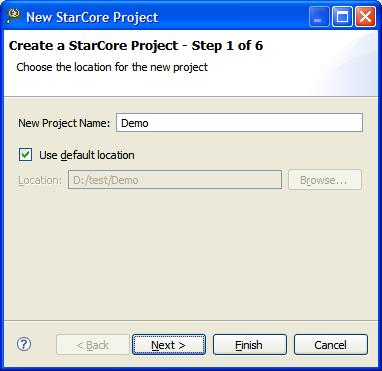 You can also open the Create a StarCore Project page directly by