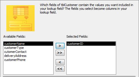Figure 16: Select CustomerID 6. Now the Wizard wants to know the field name to link to. 7.