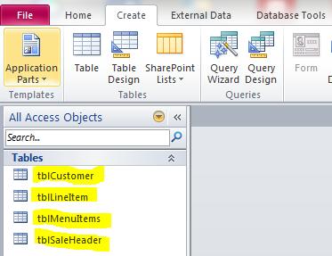 Once all the tables are created your database should look like the one in Figure 7. Notice that all tables are closed. You can open any table by double clicking on the table name.