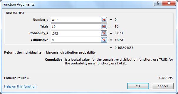 g. Complete the dialog box as shown below and click OK Click into the box and then click on cell A19 (or where ever your zero is). Enter the numeric value of n from the problem.