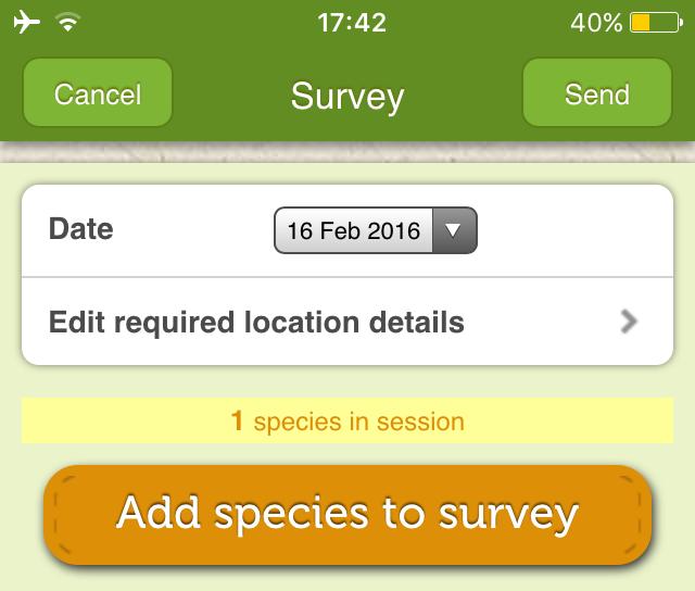 If you are unsure, you can check the species information and photos by tapping the info or gallery buttons.