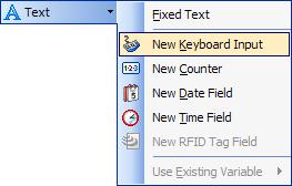 Chapter 3: Label Design and Printing A dialog box with the Variable Wizard will open. Creating new keyboard input variable field 3.