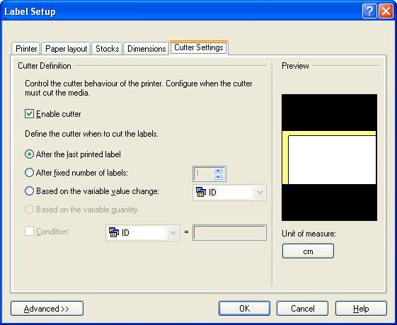 Chapter 3: Label Design and Printing Control Cutter in the Printer If you have a thermal printer equipped with the cutter, you can control the cutter action from NiceLabel software.