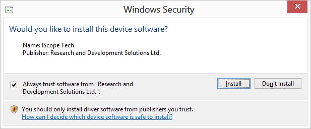 In window "Windows Security" activate option "Always trust software from " then press button "Install".