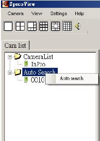Auto Search Auto search is a function that searches for all Speco InPro series IP Cameras