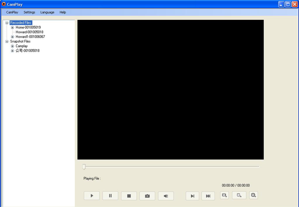 Startup and the Layout of Camplay CamPlay is a management software for the recorded files and snapshots which were recorded or taken by the SpeoView earlier. You do not have to install it.
