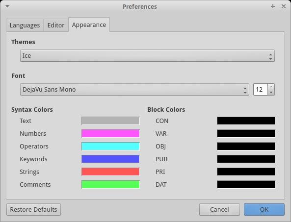Preferences Appearance PropellerIDE can be themed to suit your preference in the Appearance tab.