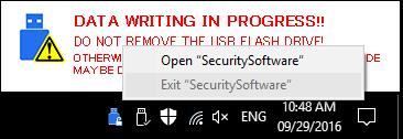 1) To exit this security software, right click the SecuritySoftware icon located on the notification area (task tray) of the PC screen and select Exit SecuritySoftware.