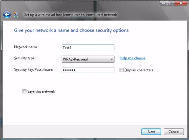 Figure 83 Vista: Set Up An Ad-hoc Network 2 Select Set up a wireless ad hoc (computer-to-computer) network and click Next.