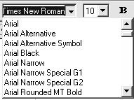 (Left) Font list showing preview; (Right) Font list without preview Font Lists - Show font history When you select this option, the last five fonts you have assigned to the current document are