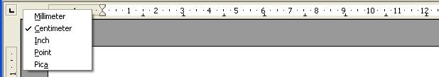 You can also set or change the measurement unit by right-clicking on the ruler to open a list of units, as shown in Figure 51.