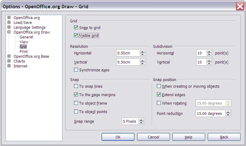 The Toolbars With the dialog shown in Figure 93, you can set the following parameters: Vertical and horizontal spacing of the dots in the grid. You can also change the unit of measurement used.