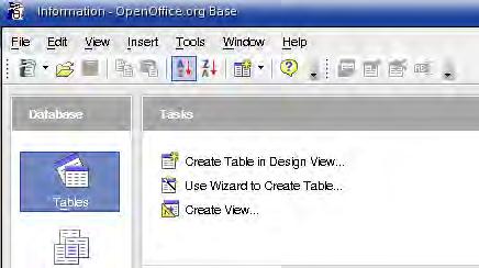 Creating a database Creating database tables Note In a database, a table is where information about one group of things is stored.