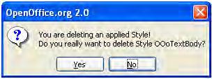 Deleting styles Deleting styles You cannot remove (delete) any of OOo s predefined styles from a template, even if you are not using them.