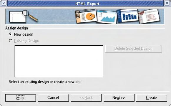 Saving Impress presentations as web pages 2) Choose a location for the file, supply a name for the resulting HTML file, and click Save. The HTML Export Wizard opens.
