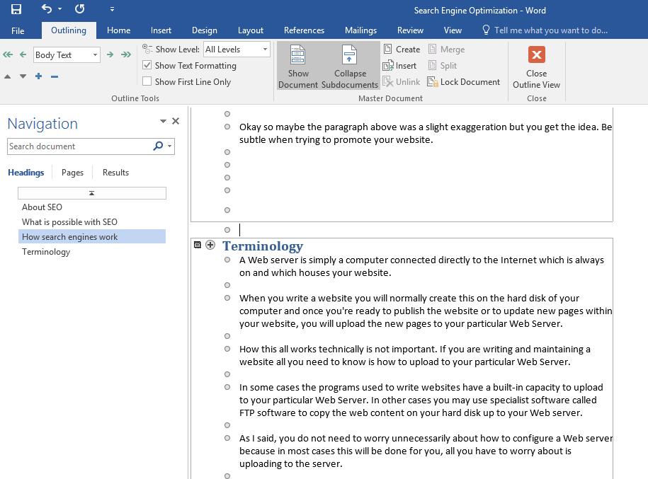 WORD 2016 ADVANCED Page 13 Click on the Save button to save your changes.