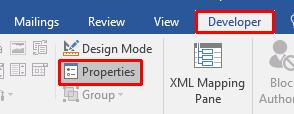 WORD 2016 ADVANCED Page 140 This will display the Content Control Properties dialog box.