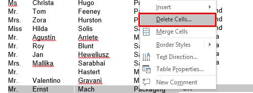 WORD 2016 ADVANCED Page 169 Adding a record to a mail merge recipient list To add a record, you first need to add a new row to the table.