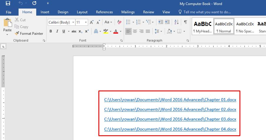 WORD 2016 ADVANCED Page 18 Click on the