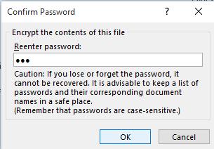 The Confirm Password dialog box will be displayed.