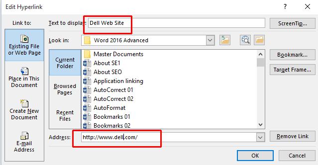 WORD 2016 ADVANCED Page 85 Click on the OK button and you will see the following.
