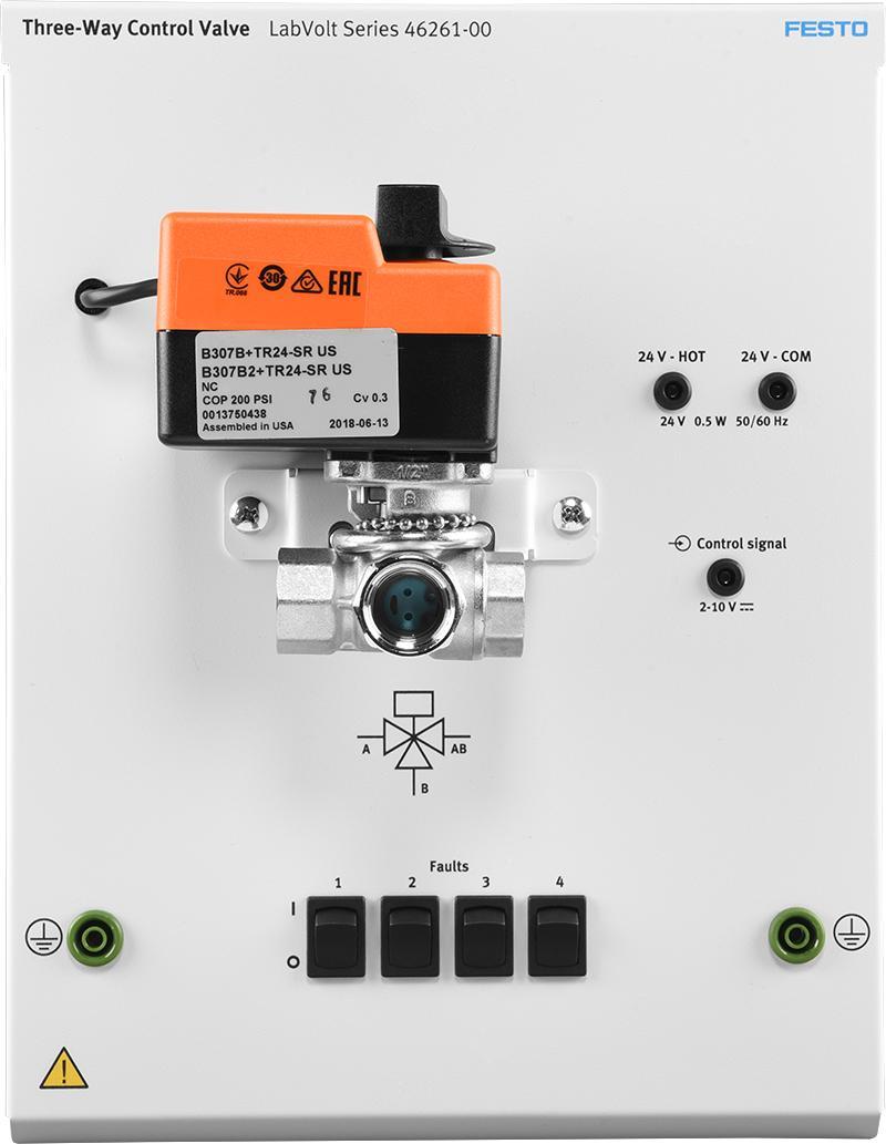 Three-Way Control Valve (Optional) 588278 (46261-00) The Three-Way Control Valve module is fitted with a typical three-way control valve commonly used in HVAC systems to control the flow of water in