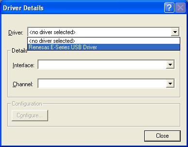 If this isn t the first time you have used the E8A module with this RSK, please skip to step 32. First use of the E8A module 28. The Please choose driver dialog will be shown. Click <OK> 29.