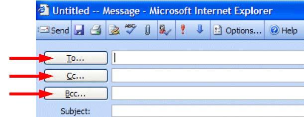 Address Books When you have clicked on New Message, Reply, Reply to All, or Forward, as indicated on pages 17 and 18, or created a new e-mail message, page 21, you will see a screen similar to the